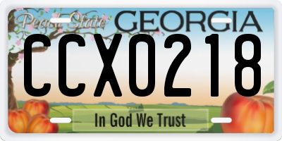 GA license plate CCX0218