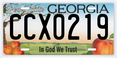 GA license plate CCX0219