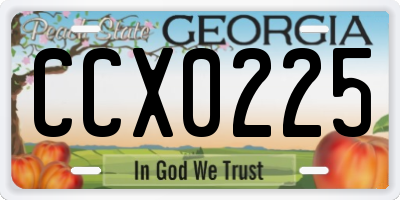 GA license plate CCX0225