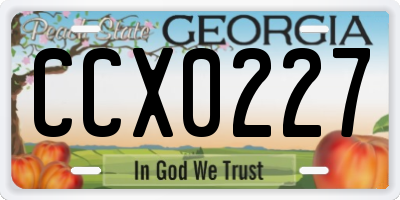 GA license plate CCX0227