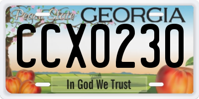 GA license plate CCX0230