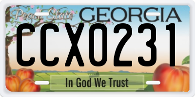 GA license plate CCX0231