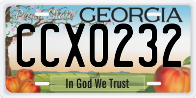 GA license plate CCX0232