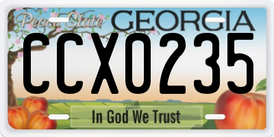 GA license plate CCX0235
