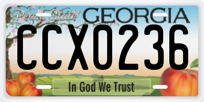 GA license plate CCX0236