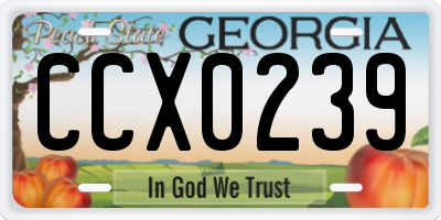 GA license plate CCX0239