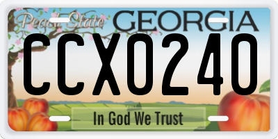 GA license plate CCX0240