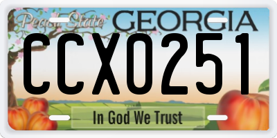 GA license plate CCX0251
