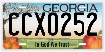 GA license plate CCX0252