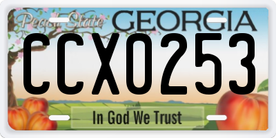 GA license plate CCX0253