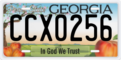 GA license plate CCX0256