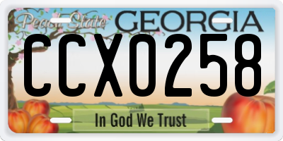 GA license plate CCX0258