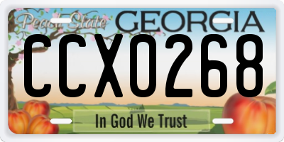 GA license plate CCX0268