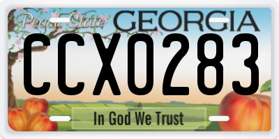 GA license plate CCX0283