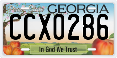 GA license plate CCX0286