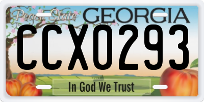 GA license plate CCX0293