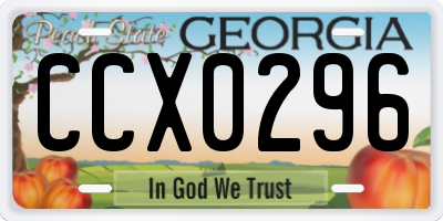 GA license plate CCX0296