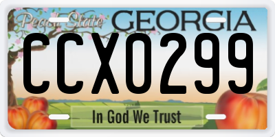 GA license plate CCX0299
