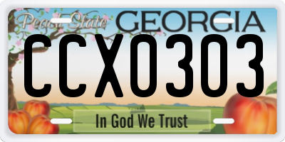 GA license plate CCX0303