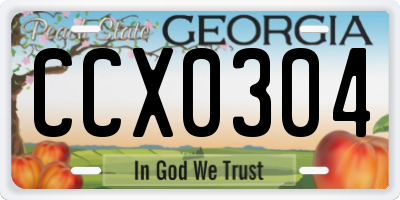 GA license plate CCX0304