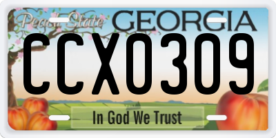GA license plate CCX0309
