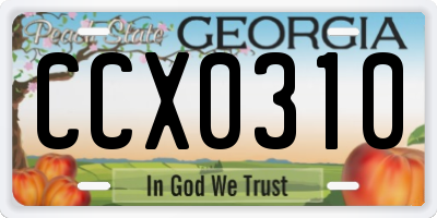 GA license plate CCX0310