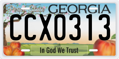 GA license plate CCX0313
