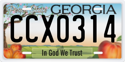 GA license plate CCX0314