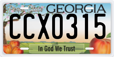 GA license plate CCX0315