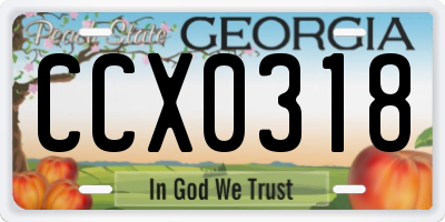 GA license plate CCX0318