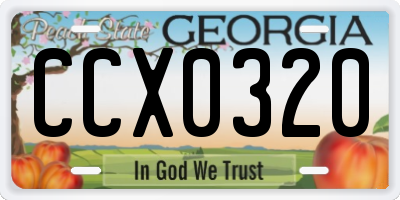 GA license plate CCX0320