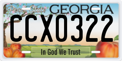 GA license plate CCX0322