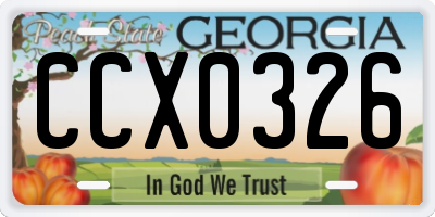 GA license plate CCX0326