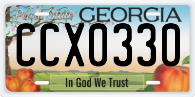 GA license plate CCX0330