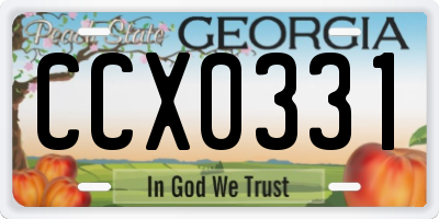 GA license plate CCX0331