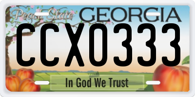 GA license plate CCX0333