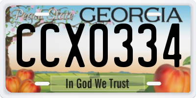 GA license plate CCX0334