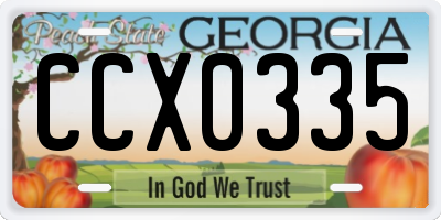 GA license plate CCX0335