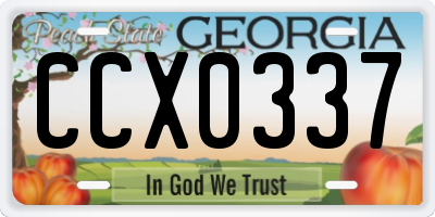 GA license plate CCX0337
