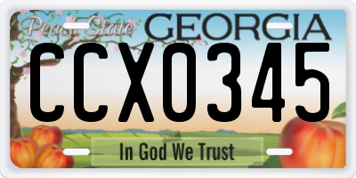 GA license plate CCX0345