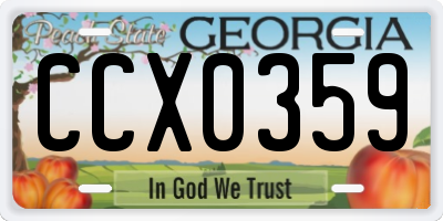 GA license plate CCX0359