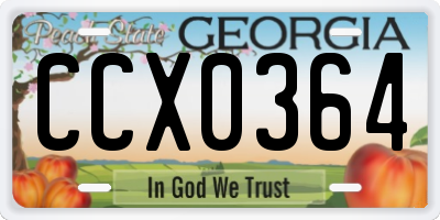 GA license plate CCX0364