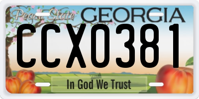 GA license plate CCX0381