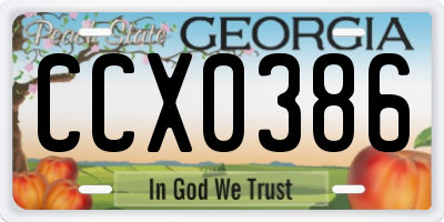 GA license plate CCX0386