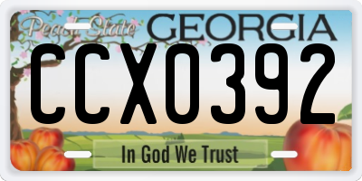 GA license plate CCX0392