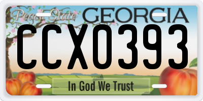 GA license plate CCX0393