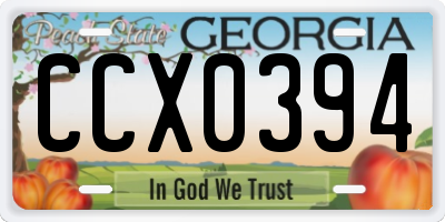 GA license plate CCX0394