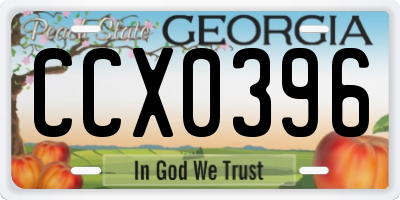 GA license plate CCX0396