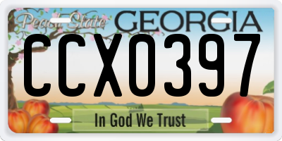 GA license plate CCX0397