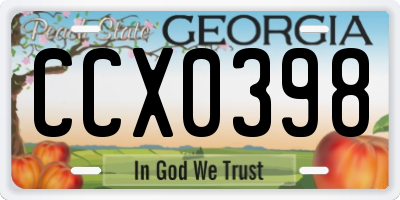GA license plate CCX0398
